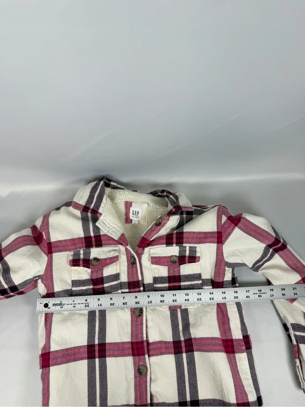 GAP Kids Girls Fleece‑Lined Plaid Shirt Jacket Large